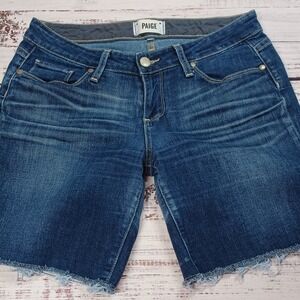 Paige Denim Shorts Womens Size 28 Blue Excellent Raw Hem Frayed Casual